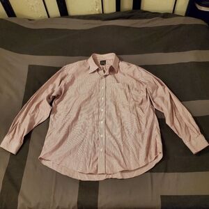 JoS. A Bank Neck 17.5Size 35Longsleeve Striped Buttondown Collared Dress Shirt